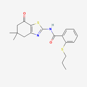 molecular formula C19H22N2O2S2 B5574607 N-(5,5-dimethyl-7-oxo-4,5,6,7-tetrahydro-1,3-benzothiazol-2-yl)-2-(propylthio)benzamide 