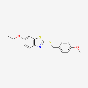 molecular formula C17H17NO2S2 B5574676 6-ETHOXY-2-{[(4-METHOXYPHENYL)METHYL]SULFANYL}-1,3-BENZOTHIAZOLE 