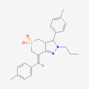 B557486 (7Z)-3-(4-methylphenyl)-7-[(4-methylphenyl)methylidene]-2-propyl-3a,4-dihydro-3H-thiopyrano[4,3-c]pyrazole 5,5-dioxide CAS No. 182618-30-0