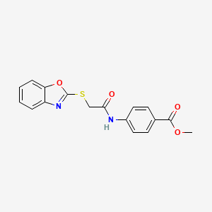 molecular formula C17H14N2O4S B5574921 Methyl 4-{[(1,3-benzoxazol-2-ylsulfanyl)acetyl]amino}benzoate 