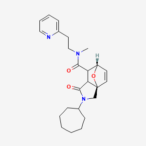 molecular formula C24H31N3O3 B5575071 (1R,7S)-3-cycloheptyl-N-methyl-4-oxo-N-(2-pyridin-2-ylethyl)-10-oxa-3-azatricyclo[5.2.1.01,5]dec-8-ene-6-carboxamide 