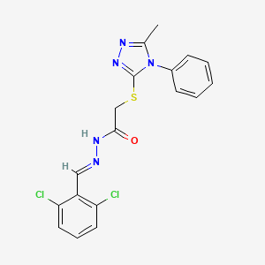 molecular formula C18H15Cl2N5OS B5575141 N-[(E)-(2,6-dichlorophenyl)methylideneamino]-2-[(5-methyl-4-phenyl-1,2,4-triazol-3-yl)sulfanyl]acetamide 