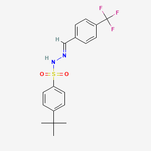 molecular formula C18H19F3N2O2S B5575146 4-tert-butyl-N-[(E)-[4-(trifluoromethyl)phenyl]methylideneamino]benzenesulfonamide 