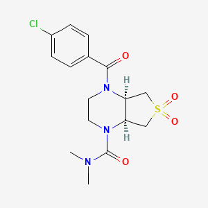 molecular formula C16H20ClN3O4S B5575191 (4aS,7aR)-1-(4-chlorobenzoyl)-N,N-dimethyl-6,6-dioxo-2,3,4a,5,7,7a-hexahydrothieno[3,4-b]pyrazine-4-carboxamide 