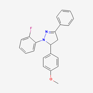 molecular formula C22H19FN2O B5575228 2-(2-Fluorophenyl)-3-(4-methoxyphenyl)-5-phenyl-3,4-dihydropyrazole 