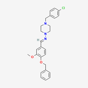 molecular formula C26H28ClN3O2 B5575236 (E)-1-[4-(BENZYLOXY)-3-METHOXYPHENYL]-N-{4-[(4-CHLOROPHENYL)METHYL]PIPERAZIN-1-YL}METHANIMINE 
