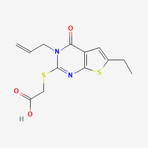 molecular formula C13H14N2O3S2 B5575362 2-((3-Allyl-6-ethyl-4-oxo-3,4-dihydrothieno[2,3-d]pyrimidin-2-yl)thio)acetic acid 