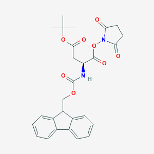 molecular formula C27H28N2O8 B557537 (S)-4-叔丁基 1-(2,5-二氧代吡咯烷-1-基) 2-((((9H-芴-9-基)甲氧羰基)氨基)琥珀酸酯 CAS No. 78553-23-8