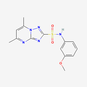 molecular formula C14H15N5O3S B5575382 N-(3-methoxyphenyl)-5,7-dimethyl-[1,2,4]triazolo[1,5-a]pyrimidine-2-sulfonamide 