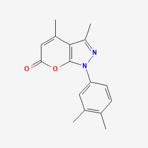 molecular formula C16H16N2O2 B5575555 1-(3,4-dimethylphenyl)-3,4-dimethylpyrano[2,3-c]pyrazol-6(1H)-one 