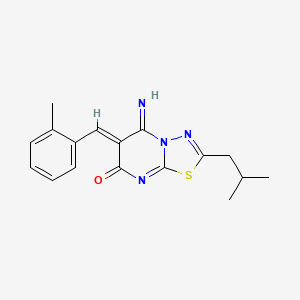 molecular formula C17H18N4OS B5575565 (6Z)-5-Imino-6-[(2-methylphenyl)methylidene]-2-(2-methylpropyl)-5H,6H,7H-[1,3,4]thiadiazolo[3,2-A]pyrimidin-7-one 