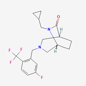 molecular formula C19H22F4N2O B5575573 (1S,5R)-6-(cyclopropylmethyl)-3-[[5-fluoro-2-(trifluoromethyl)phenyl]methyl]-3,6-diazabicyclo[3.2.2]nonan-7-one 