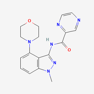 molecular formula C17H18N6O2 B5575582 N-(1-methyl-4-morpholin-4-yl-1H-indazol-3-yl)pyrazine-2-carboxamide 