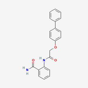 molecular formula C21H18N2O3 B5575605 2-{[(4-biphenylyloxy)acetyl]amino}benzamide 