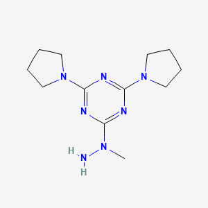 molecular formula C12H21N7 B5575608 2-(1-METHYLHYDRAZIN-1-YL)-4,6-BIS(PYRROLIDIN-1-YL)-1,3,5-TRIAZINE 