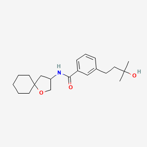 molecular formula C21H31NO3 B5575694 3-(3-hydroxy-3-methylbutyl)-N-1-oxaspiro[4.5]dec-3-ylbenzamide 