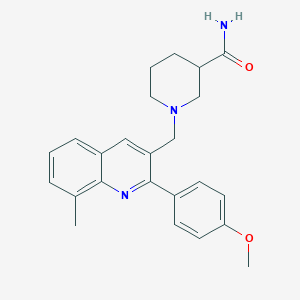 molecular formula C24H27N3O2 B5575710 1-{[2-(4-methoxyphenyl)-8-methyl-3-quinolinyl]methyl}-3-piperidinecarboxamide 