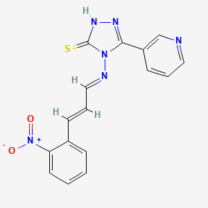 molecular formula C16H12N6O2S B5575718 4-{[3-(2-nitrophenyl)-2-propen-1-ylidene]amino}-5-(3-pyridinyl)-4H-1,2,4-triazole-3-thiol 