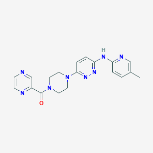 molecular formula C19H20N8O B5575753 N-(5-methyl-2-pyridinyl)-6-[4-(2-pyrazinylcarbonyl)-1-piperazinyl]-3-pyridazinamine 