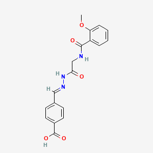 molecular formula C18H17N3O5 B5575780 4-[(E)-({2-[(2-Methoxyphenyl)formamido]acetamido}imino)methyl]benzoic acid 