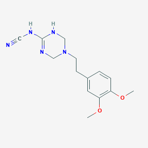 molecular formula C14H19N5O2 B5575796 ({5-[2-(3,4-DIMETHOXYPHENYL)ETHYL]-1,4,5,6-TETRAHYDRO-1,3,5-TRIAZIN-2-YL}AMINO)FORMONITRILE 