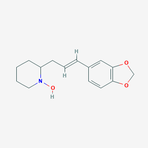 molecular formula C15H19NO3 B055758 2-[(E)-3-(1,3-benzodioxol-5-yl)prop-2-enyl]-1-hydroxypiperidine CAS No. 122427-16-1