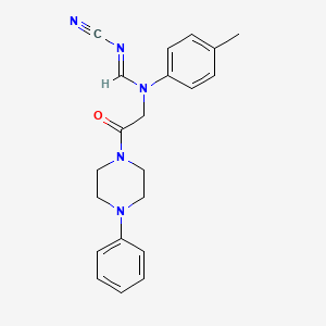 molecular formula C21H23N5O B5575808 N'-cyano-N-(4-methylphenyl)-N-[2-oxo-2-(4-phenyl-1-piperazinyl)ethyl]imidoformamide 