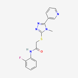 molecular formula C16H14FN5OS B5575818 N-(2-fluorophenyl)-2-{[4-methyl-5-(pyridin-3-yl)-4H-1,2,4-triazol-3-yl]sulfanyl}acetamide 