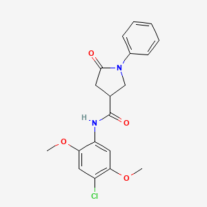 molecular formula C19H19ClN2O4 B5575867 N-(4-chloro-2,5-dimethoxyphenyl)-5-oxo-1-phenylpyrrolidine-3-carboxamide 