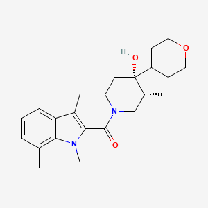 molecular formula C23H32N2O3 B5575883 (3R*,4R*)-3-methyl-4-(tetrahydro-2H-pyran-4-yl)-1-[(1,3,7-trimethyl-1H-indol-2-yl)carbonyl]piperidin-4-ol 