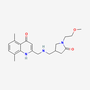 molecular formula C20H27N3O3 B5575907 4-({[(4-hydroxy-5,8-dimethylquinolin-2-yl)methyl]amino}methyl)-1-(2-methoxyethyl)pyrrolidin-2-one 
