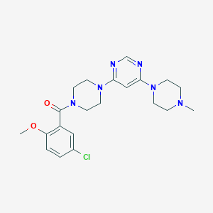 molecular formula C21H27ClN6O2 B5575908 4-[4-(5-chloro-2-methoxybenzoyl)-1-piperazinyl]-6-(4-methyl-1-piperazinyl)pyrimidine 