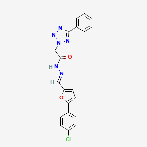 molecular formula C20H15ClN6O2 B5575922 N'-[(E)-[5-(4-CHLOROPHENYL)FURAN-2-YL]METHYLIDENE]-2-(5-PHENYL-2H-1,2,3,4-TETRAZOL-2-YL)ACETOHYDRAZIDE 