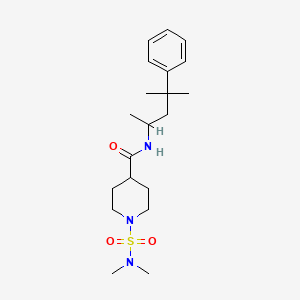 molecular formula C20H33N3O3S B5575996 1-[(dimethylamino)sulfonyl]-N-(1,3-dimethyl-3-phenylbutyl)-4-piperidinecarboxamide 