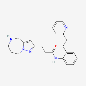 molecular formula C23H27N5O B5576021 N-{2-[2-(2-pyridinyl)ethyl]phenyl}-3-(5,6,7,8-tetrahydro-4H-pyrazolo[1,5-a][1,4]diazepin-2-yl)propanamide dihydrochloride 