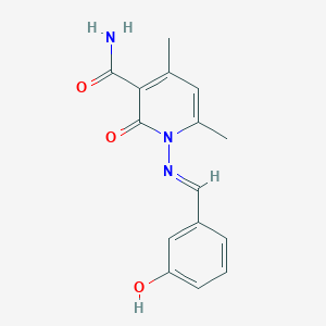 molecular formula C15H15N3O3 B5576049 1-[(E)-(3-hydroxyphenyl)methylideneamino]-4,6-dimethyl-2-oxopyridine-3-carboxamide 