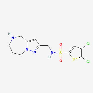 molecular formula C12H14Cl2N4O2S2 B5576110 4,5-dichloro-N-(5,6,7,8-tetrahydro-4H-pyrazolo[1,5-a][1,4]diazepin-2-ylmethyl)thiophene-2-sulfonamide 