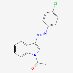 molecular formula C16H12ClN3O B5576122 1-{3-[(1E)-2-(4-Chlorophenyl)diazen-1-YL]-1H-indol-1-YL}ethan-1-one 