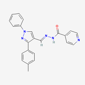 molecular formula C23H19N5O B5576141 N-[(E)-[3-(4-methylphenyl)-1-phenylpyrazol-4-yl]methylideneamino]pyridine-4-carboxamide 