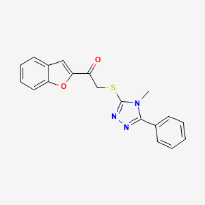 molecular formula C19H15N3O2S B5576184 1-(1-BENZOFURAN-2-YL)-2-[(4-METHYL-5-PHENYL-4H-1,2,4-TRIAZOL-3-YL)SULFANYL]ETHAN-1-ONE 