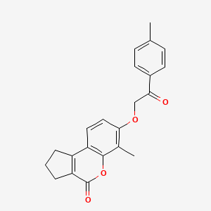 molecular formula C22H20O4 B5576186 6-METHYL-7-[2-(4-METHYLPHENYL)-2-OXOETHOXY]-1H,2H,3H,4H-CYCLOPENTA[C]CHROMEN-4-ONE 