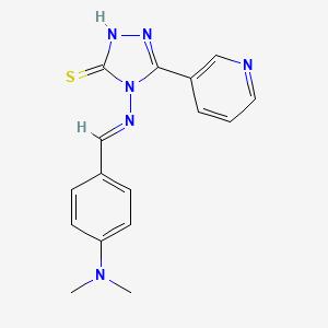 molecular formula C16H16N6S B5576202 4-{[4-(dimethylamino)benzylidene]amino}-5-(3-pyridinyl)-4H-1,2,4-triazole-3-thiol 