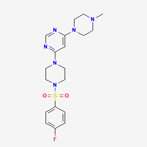 molecular formula C19H25FN6O2S B5576207 4-{4-[(4-fluorophenyl)sulfonyl]-1-piperazinyl}-6-(4-methyl-1-piperazinyl)pyrimidine 