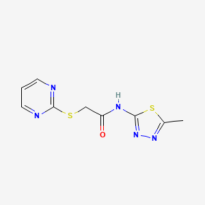 molecular formula C9H9N5OS2 B5576216 N-(5-methyl-1,3,4-thiadiazol-2-yl)-2-(pyrimidin-2-ylsulfanyl)acetamide 