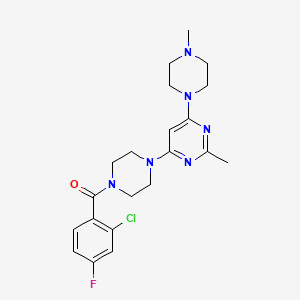 molecular formula C21H26ClFN6O B5576254 4-[4-(2-chloro-4-fluorobenzoyl)-1-piperazinyl]-2-methyl-6-(4-methyl-1-piperazinyl)pyrimidine 