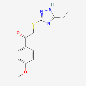 molecular formula C13H15N3O2S B5576266 2-[(5-ETHYL-4H-1,2,4-TRIAZOL-3-YL)SULFANYL]-1-(4-METHOXYPHENYL)-1-ETHANONE 