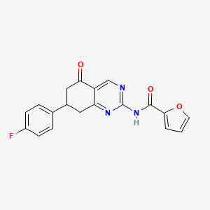 molecular formula C19H14FN3O3 B5576284 N-[7-(4-fluorophenyl)-5-oxo-5,6,7,8-tetrahydroquinazolin-2-yl]furan-2-carboxamide 