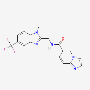 molecular formula C18H14F3N5O B5576294 N-{[1-methyl-5-(trifluoromethyl)-1H-benzimidazol-2-yl]methyl}imidazo[1,2-a]pyridine-6-carboxamide 