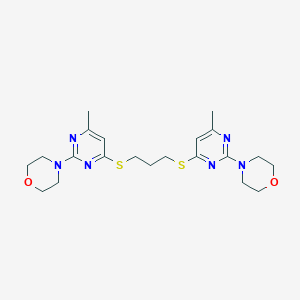 molecular formula C21H30N6O2S2 B055763 1,3-Bis(4-morpholinyl-6-methylpyrimidin-2-yl)-1,3-propanedithiol CAS No. 123427-18-9