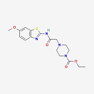 molecular formula C17H22N4O4S B5576324 ethyl 4-{2-[(6-methoxy-1,3-benzothiazol-2-yl)amino]-2-oxoethyl}-1-piperazinecarboxylate 